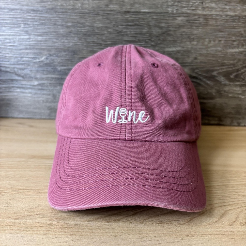 State of Mine Hat Cap Strap Back Embroidered Wine Novelty One Size Womens Fun